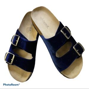 White mountain womens Helga blue suede leather sandal Size 7